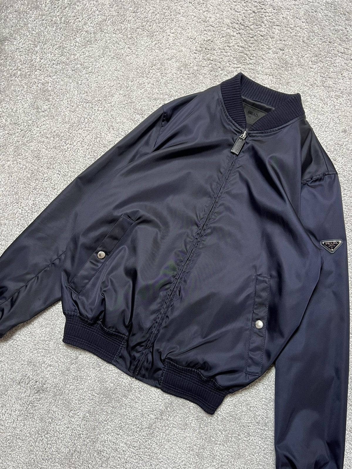 Prada Prada Triangle Logo Blue Nylon Bomber Size M Size US M / EU 48-50 / 2 - 6 Thumbnail