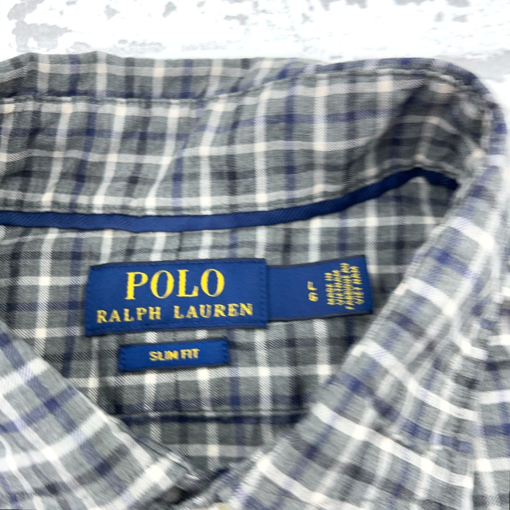 Polo Ralph Lauren Polo Ralph Lauren Button-Up Shirt Men Large Gray Plaid Slim Fit Casual Size 42R - 5 Thumbnail