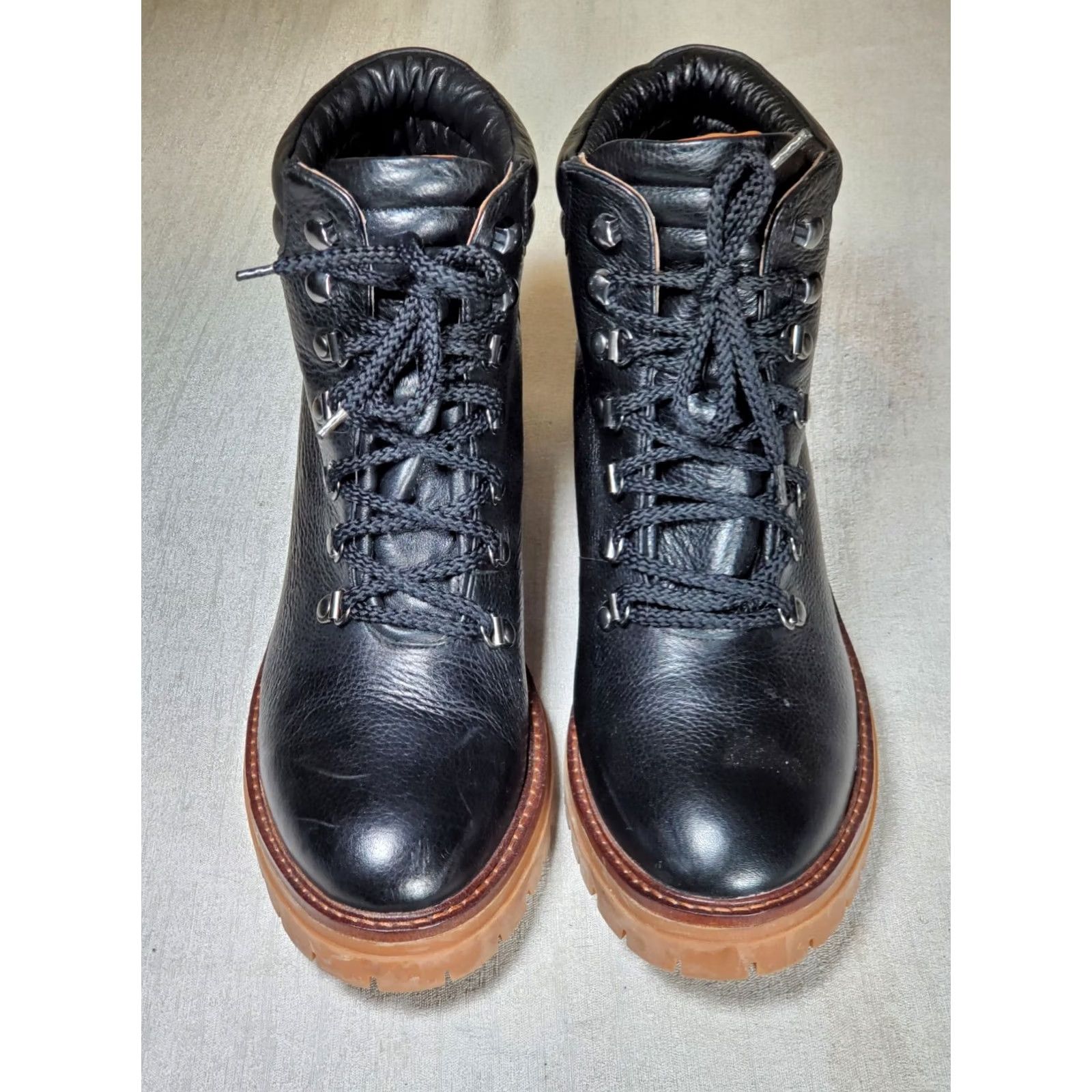 Kenneth Cole Gentle Souls by Kenneth Cole BRENNA Lace-Up Lug Sole Leather Boots Women's US 8.5 Black Size US 9 / IT 39 - 6 Thumbnail