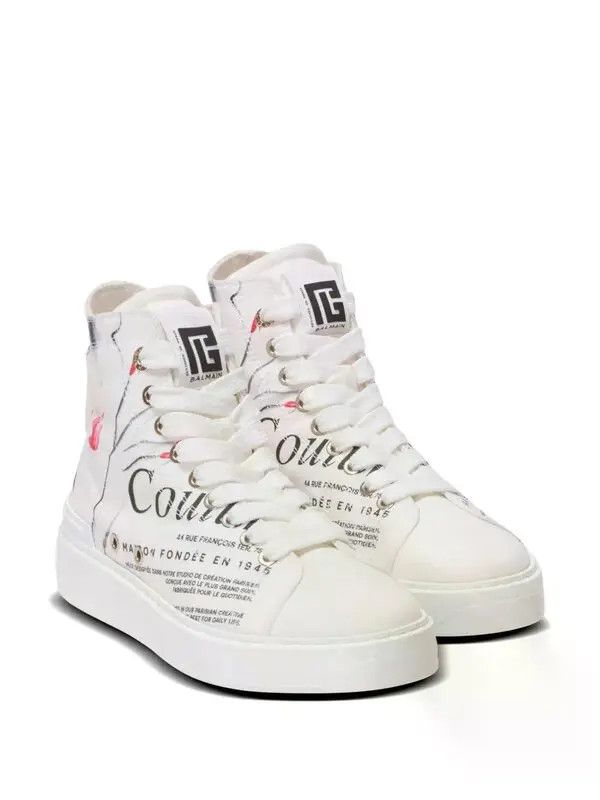 Balmain o1s1wg111225 B-Court High-Top Sneakers in White Size US 7 / IT 37 - 2 Thumbnail