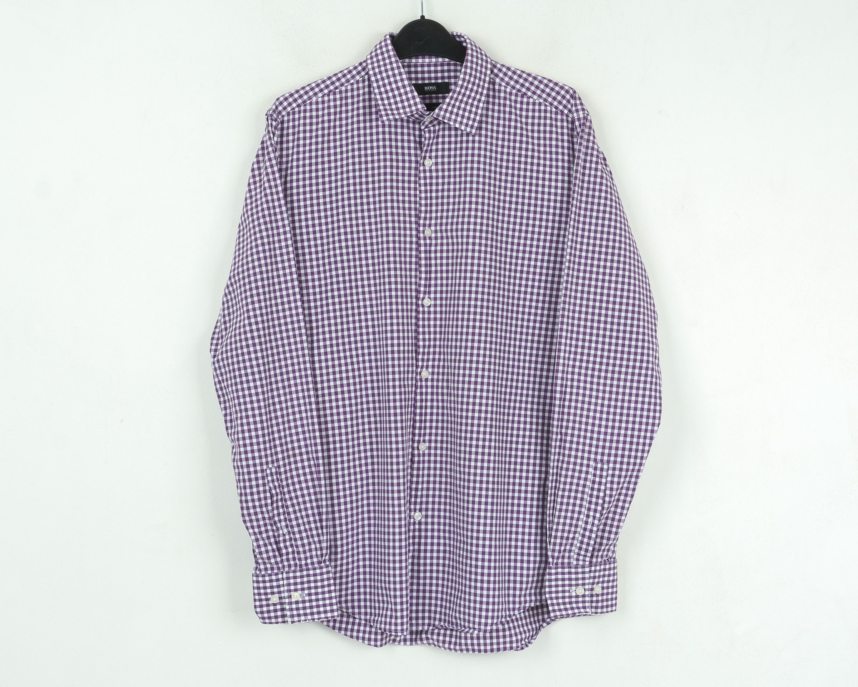 Hugo Boss Slim Fit Button Up Shirt Long Sleeved Check Plaid Cotton Size US M / EU 48-50 / 2 - 1 Thumbnail