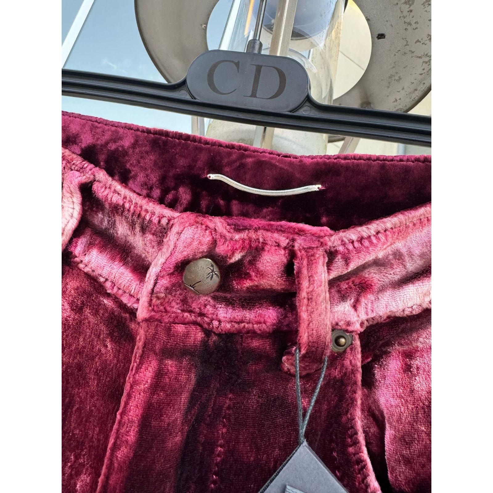 Saint Laurent Paris o1rshd1 Skinny 5 Pockets Velvet / Velour Pants in Burgundy Size US 27 - 12 Thumbnail