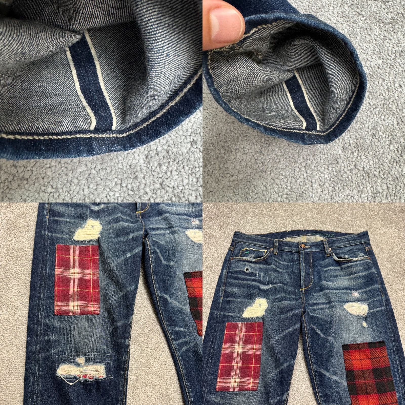 Denime Tortoise Selvedge Denim Jeans Women's 29 Mid Rise Distressed Blue Casual Straight Leg Streetwear Size 29" - 8 Thumbnail