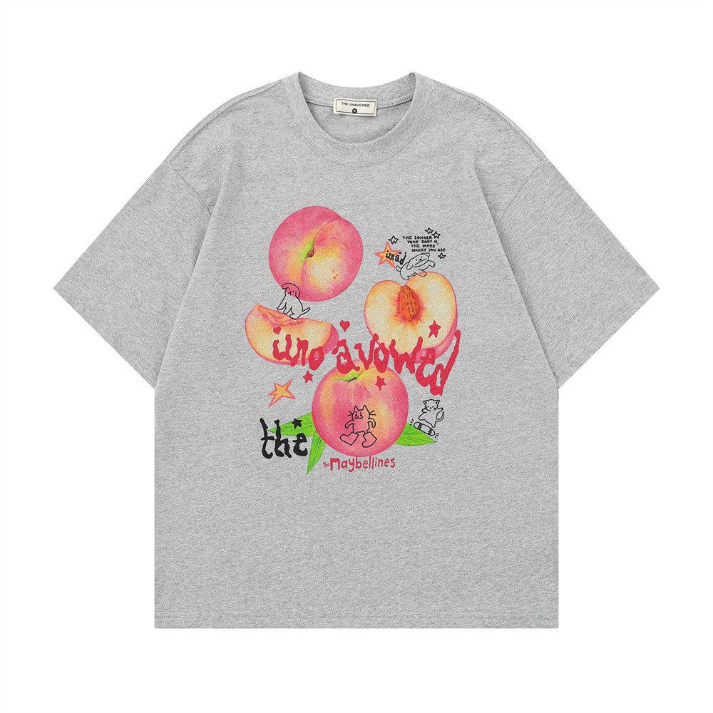 Japanese Brand Men's Loose-Fit Casual Crew Neck T-Shirt with Peach Print Size US M / EU 48-50 / 2 - 1 Thumbnail