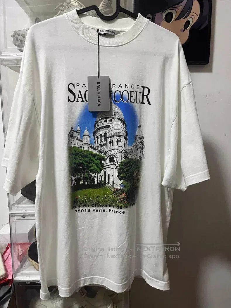 Balenciaga Balenciaga White Distressed Castle T-shirt. Size US XXS / EU 40 - 1 Thumbnail