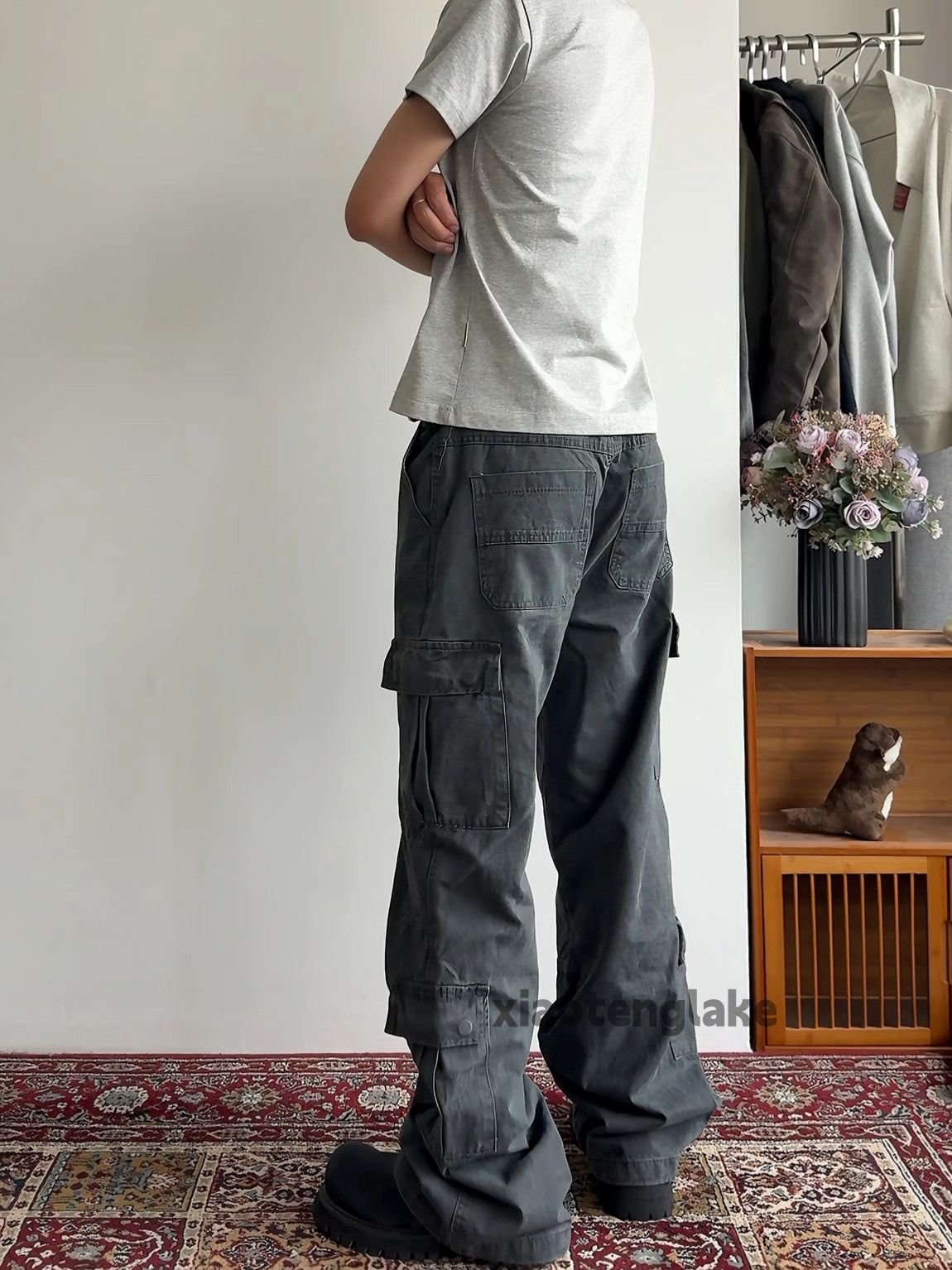 Vintage Utility punk yuppie faded loose baggy flared cargo pants Size US 34 / EU 50 - 1 Thumbnail