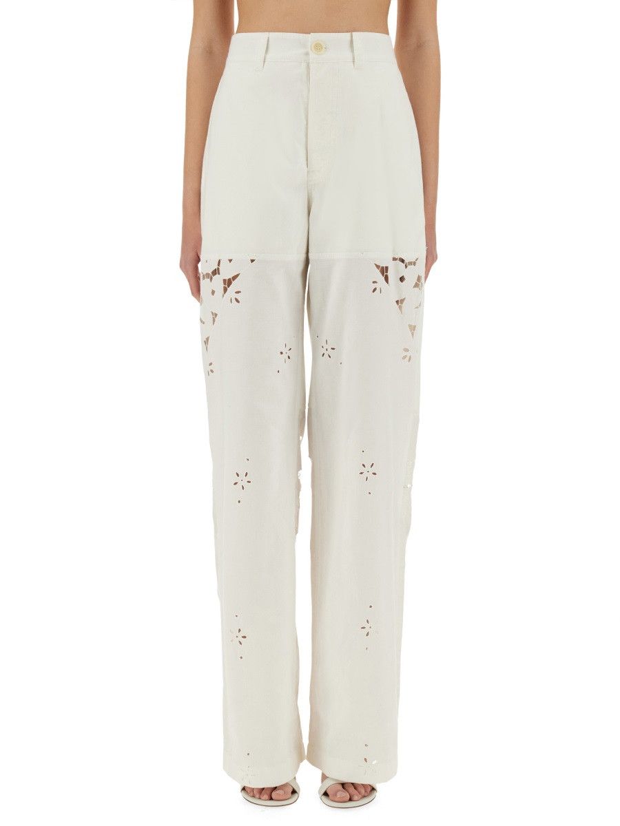 Marine Serre MARINE SERRE UPCYCLED LINEN PANTS - WHITE Size 30" / US 8 / IT 44 - 1 Thumbnail