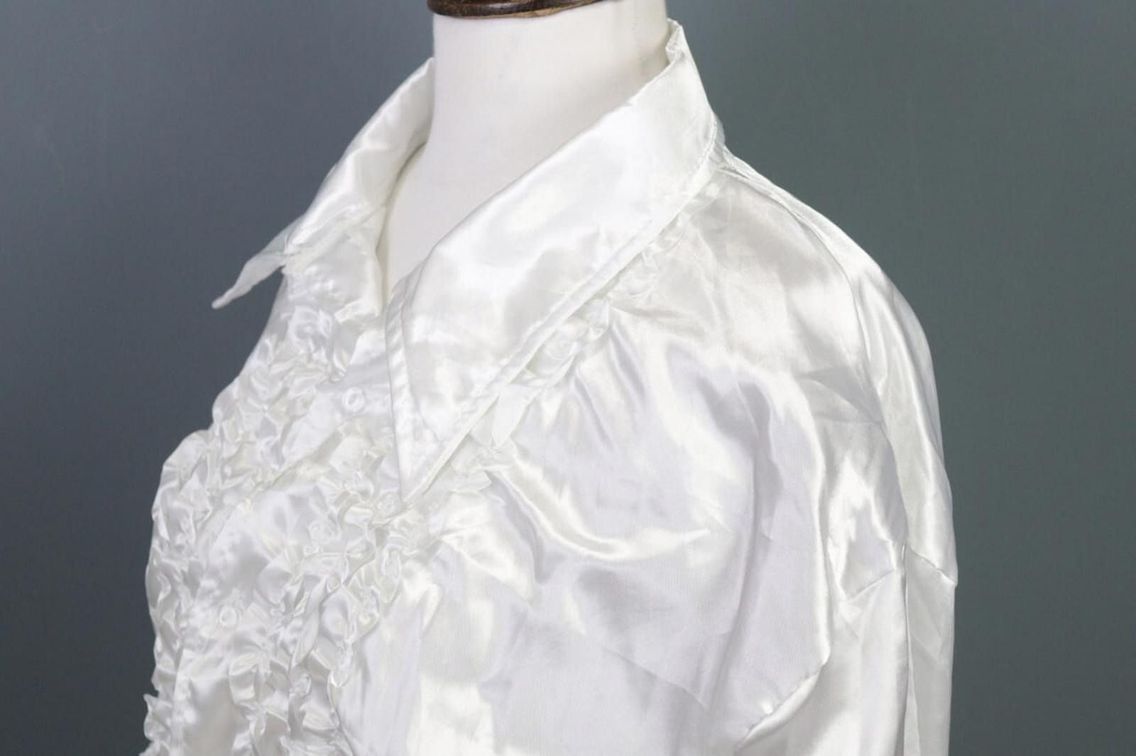 Wolford Woman's Wolford White Ruffle Silk Mix Tunic Top Shirt Size M Size M / US 6-8 / IT 42-44 - 9 Thumbnail