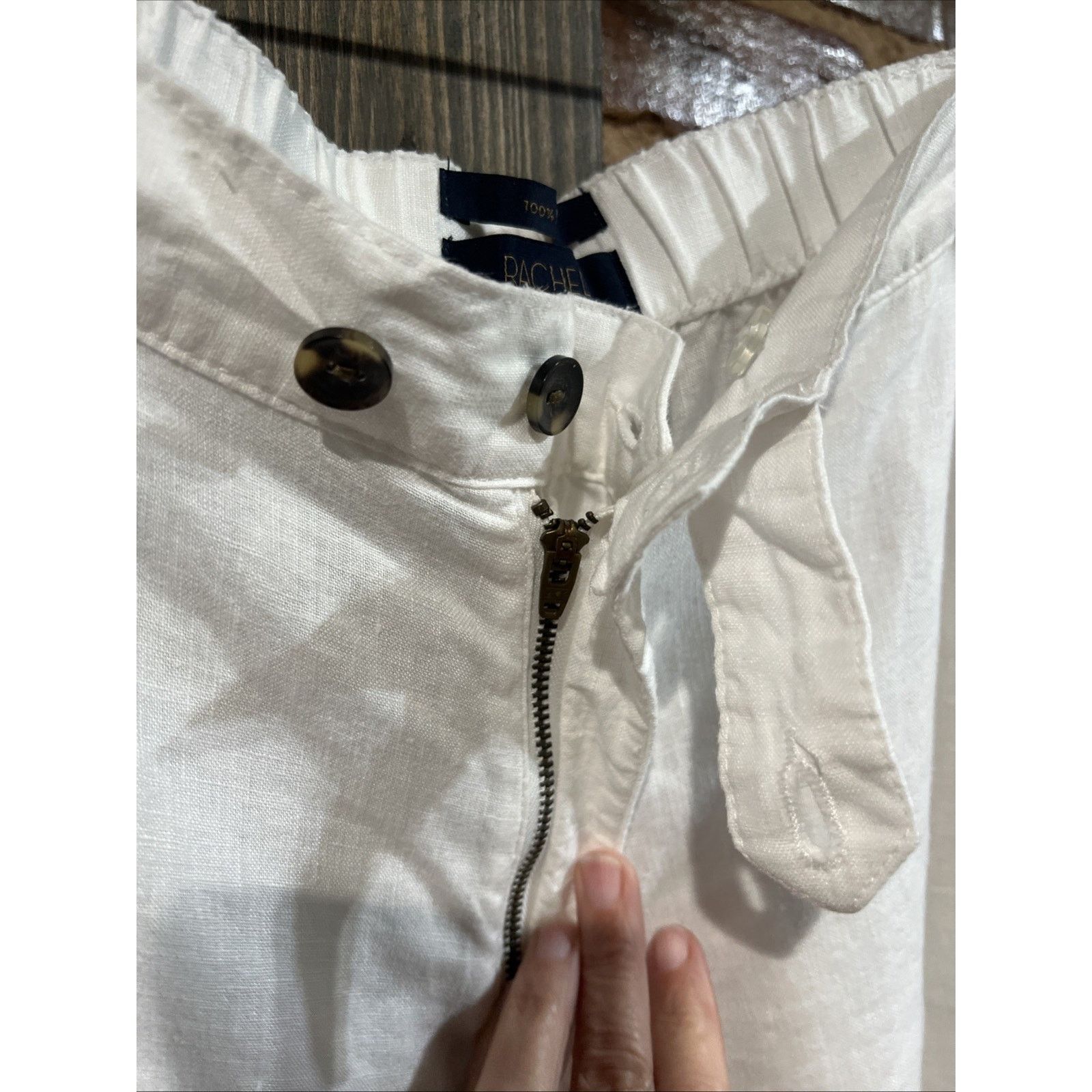Other Rachel Roy Women's 100% Linen Cargo Pant Ivory Size XL Beach Size 34" / US 12 / IT 48 - 4 Thumbnail