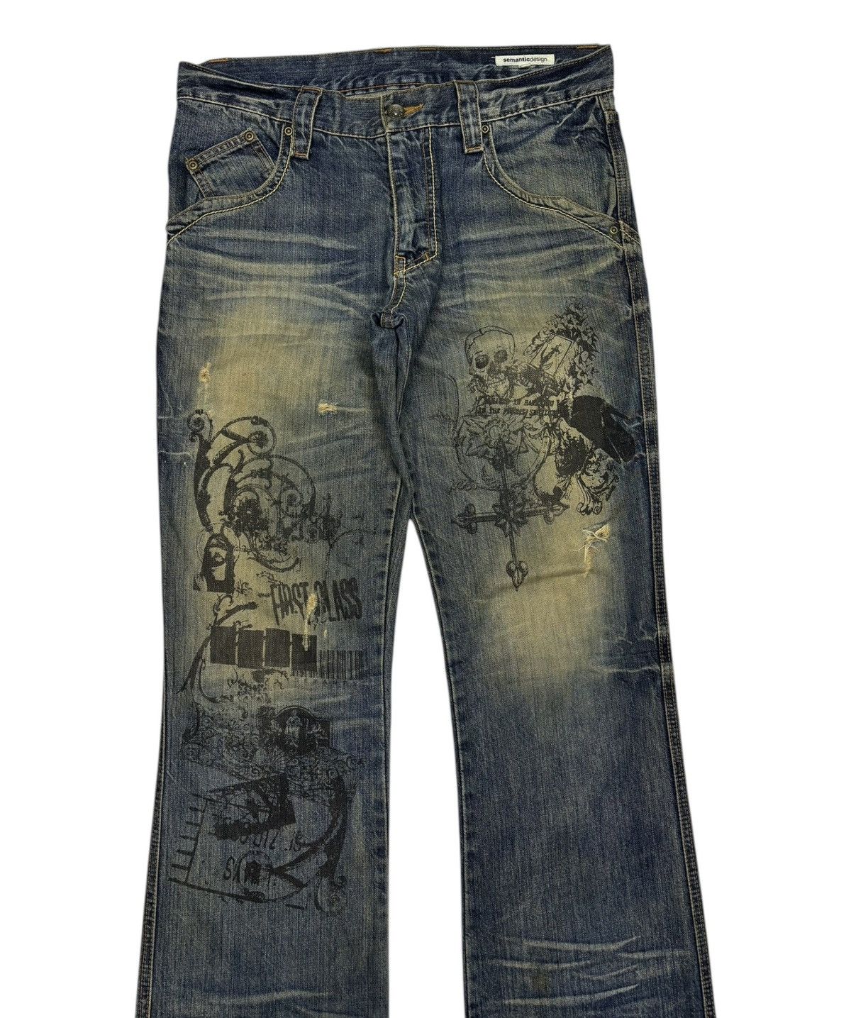 14th Addiction FLARE ARCHIVE‼️SEMANTIC DESIGN CHAOS DISTRESSED FLARED DENIM Size US 32 / EU 48 - 7 Thumbnail
