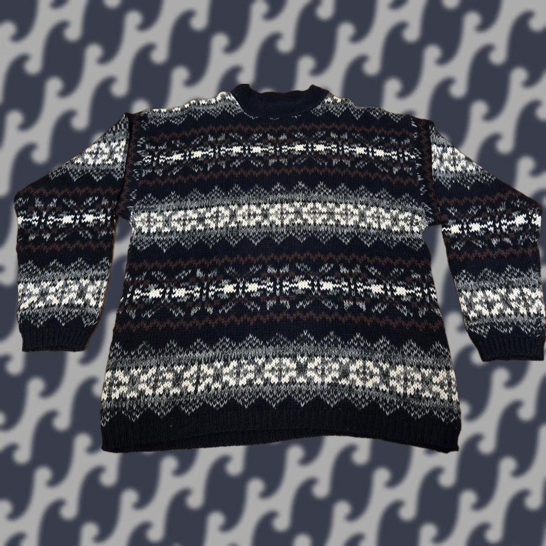Vintage VINTAGE County Seat Sweater Mens XL Blue Fair Isle Crewneck 90s Knit Pullover Size US XL / EU 56 / 4 - 1 Thumbnail