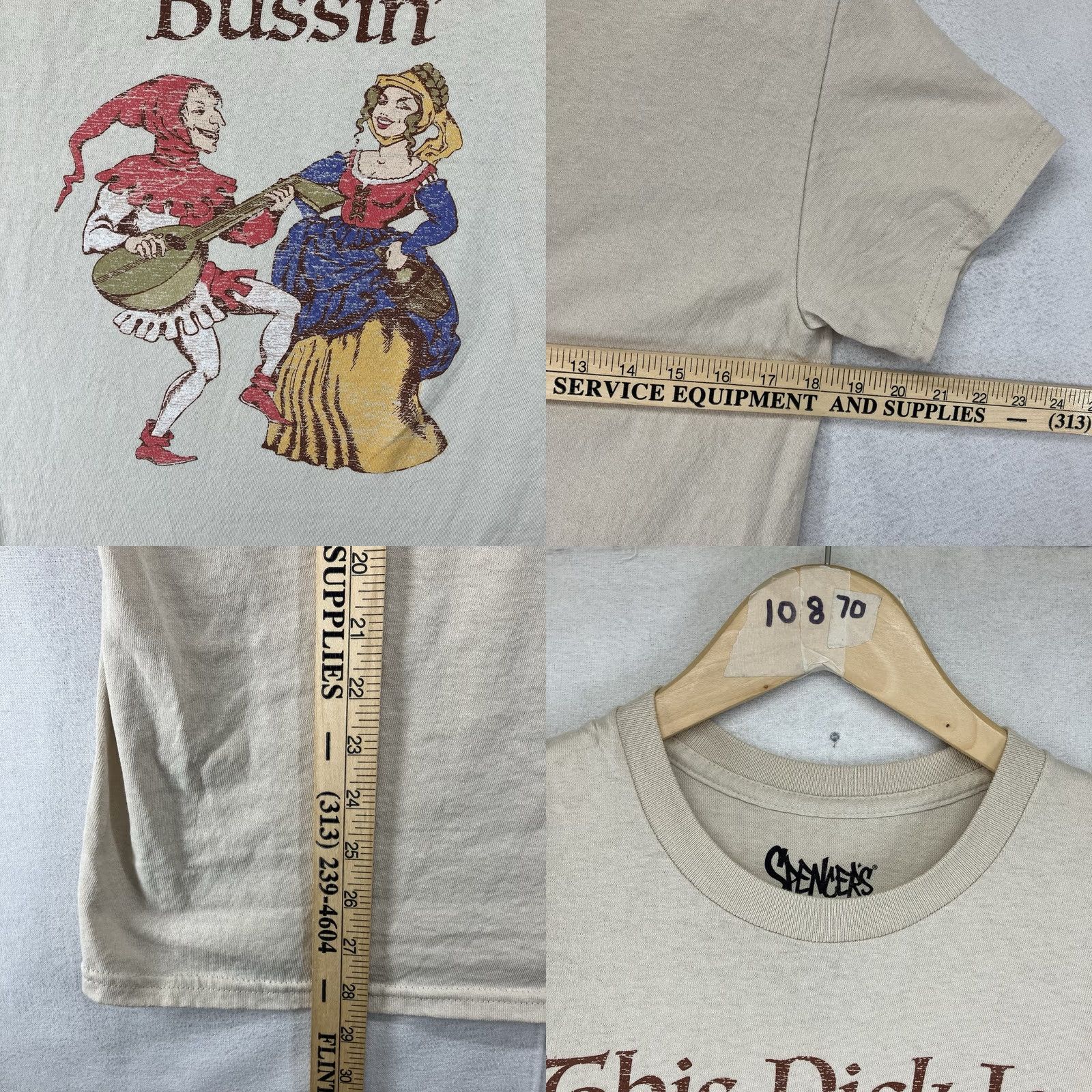 Vintage Spencer's Women's Adult T-Shirt Small Beige Medieval Retro Art Quote Funny Hilarious Dick Bussin Size S / US 4 / IT 40 - 8 Thumbnail