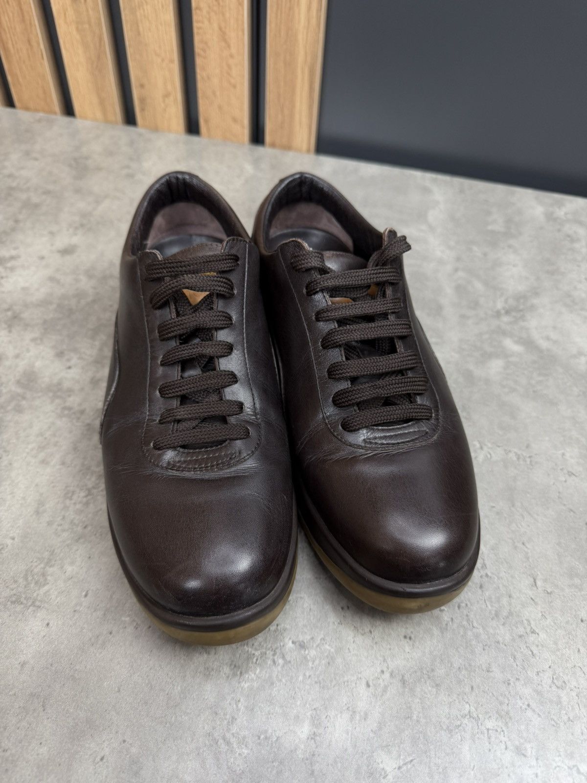 Louis Vuitton Louis Vuitton Brown Leather Low Top Sneakers Size US 7 / EU 40 - 3 Thumbnail