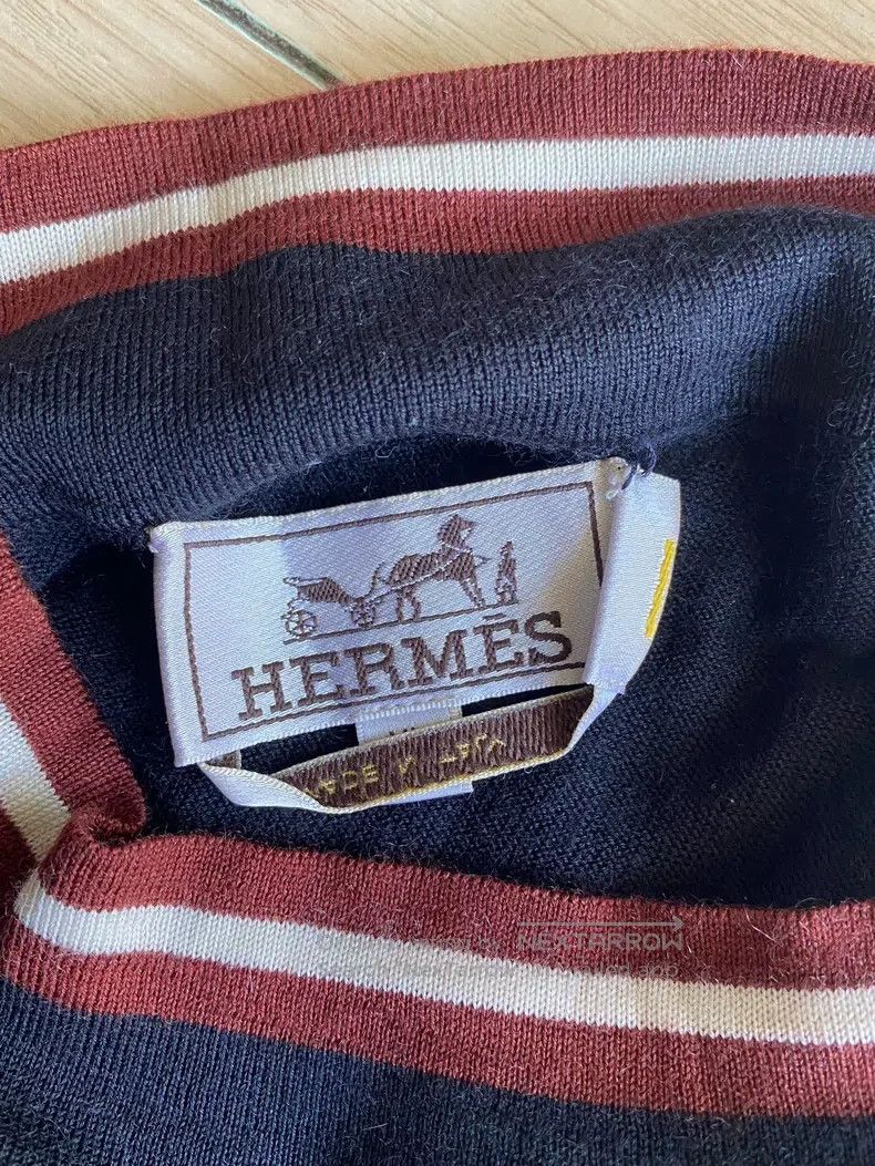 Hermes Hermes Black Knit Crewneck Sweater with Red and White Stri Size US M / EU 48-50 / 2 - 3 Thumbnail