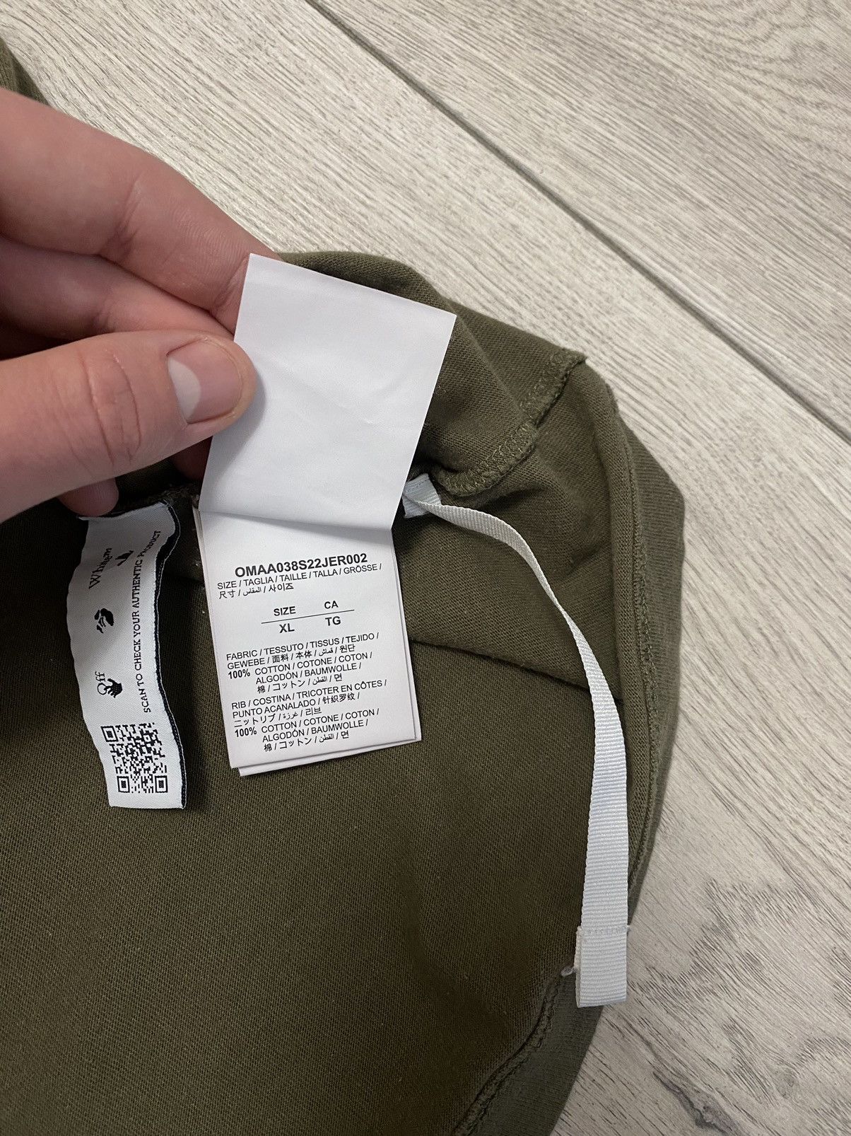 Off-White Negative rubber diagonal stripe Mark Khaki T Shirt