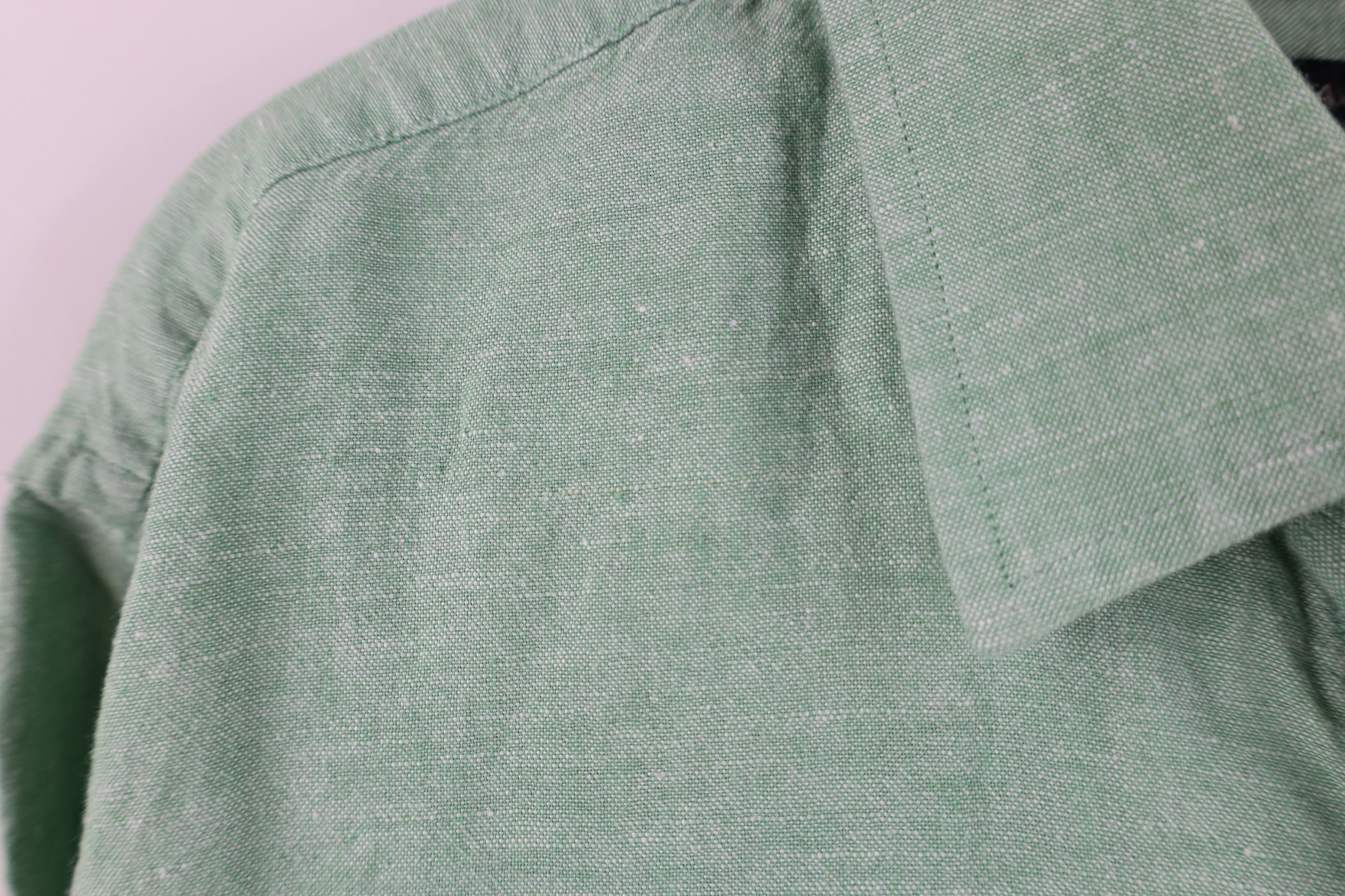 Banana Republic Banana Republic Fit Chambray Linen Button Down Shirt Green Size US M / EU 48-50 / 2 - 5 Thumbnail