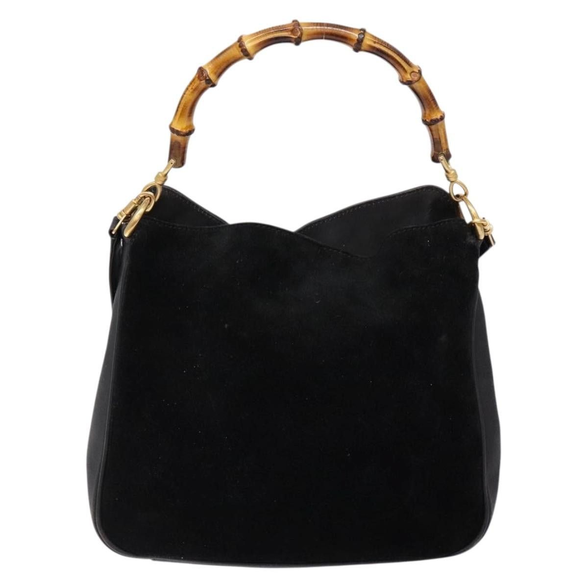 Gucci GUCCI Bamboo Shoulder Bag Suede Black Gold 001 3754 001 3754 Size ONE SIZE - 2 Thumbnail