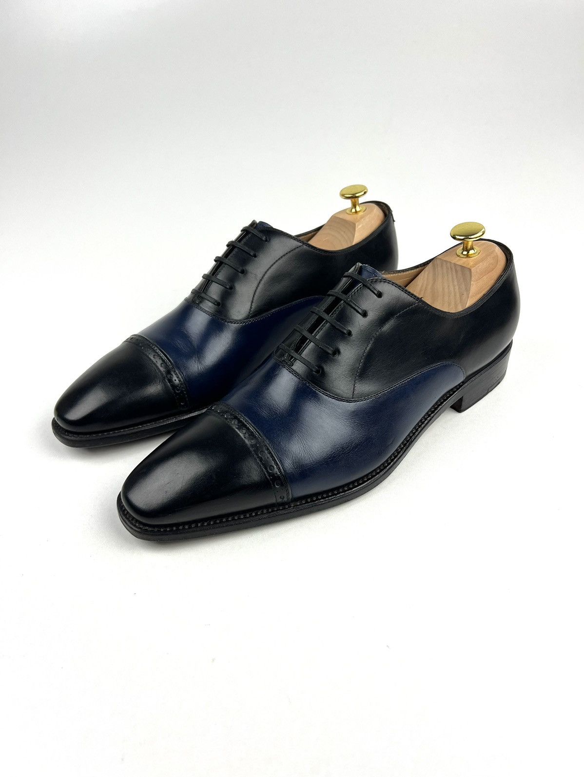 Salvatore Ferragamo SALVATORE FERRAGAMO Leather Oxfords Shoes Black/Blue Men’s Size US 10.5 / EU 43-44 - 2 Thumbnail