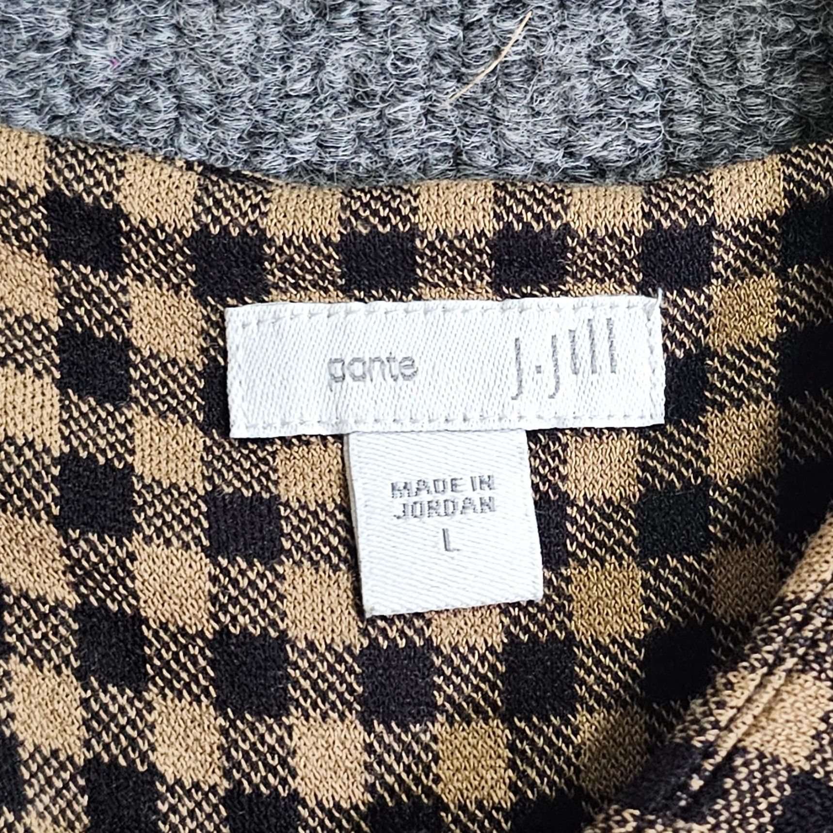 J. Jill J Jill Dress Womens Large Beige Black Gingham Plaid Ponte Sleeveless Knit Stretch Casual Career Wardrobe Dress Size L / US 10 / IT 46 - 4 Thumbnail