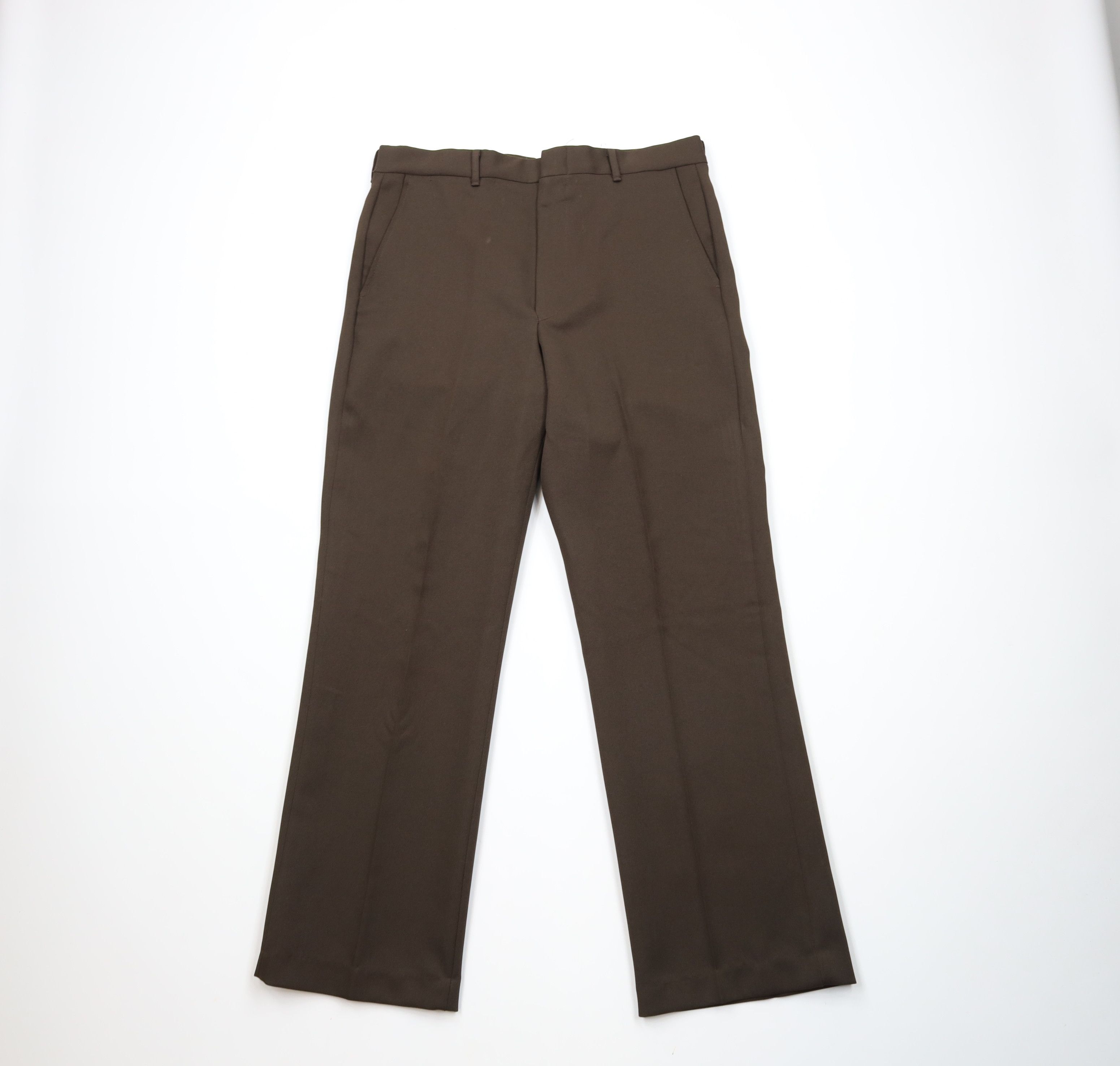 Vintage Vintage 70s Streetwear Flared Wide Leg Chino Pants Brown USA Size US 34 / EU 50 - 1 Thumbnail