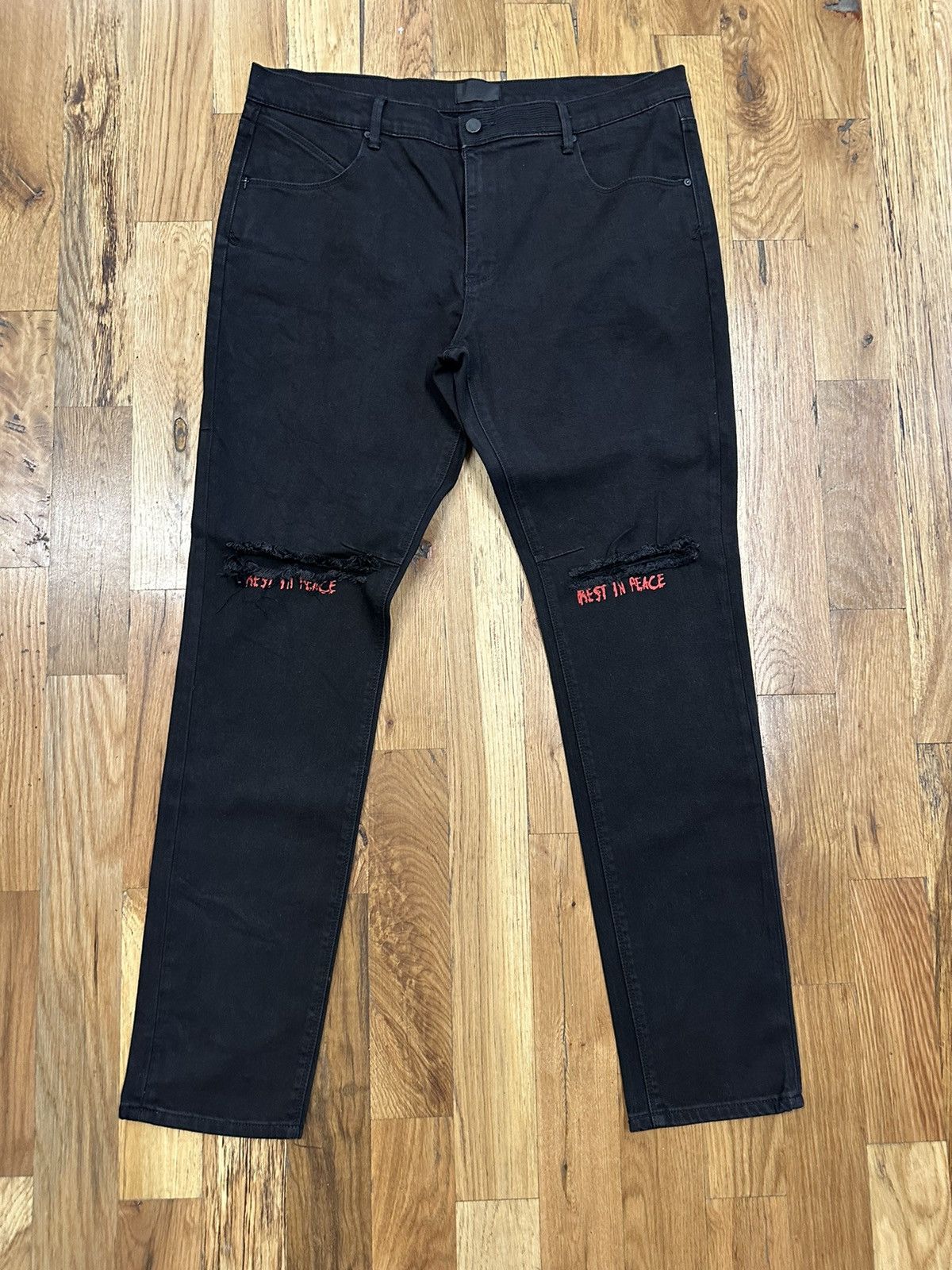Rta Rta Red Rest in Peace Black Denim Jeans Size 38 | Grailed