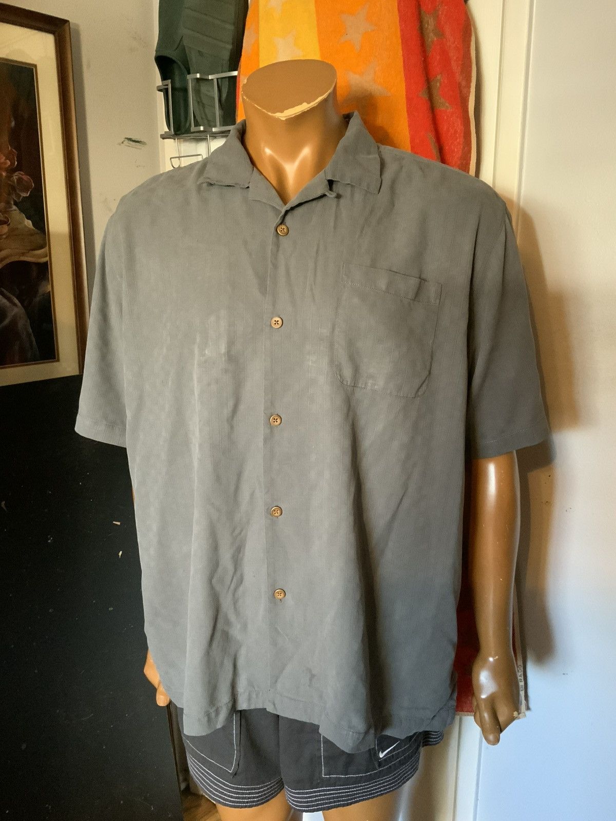 Tommy Bahama Tommy Bahama DaVine Intervention Wine Silk Loop Collar Shirt Size US XL / EU 56 / 4 - 8 Thumbnail