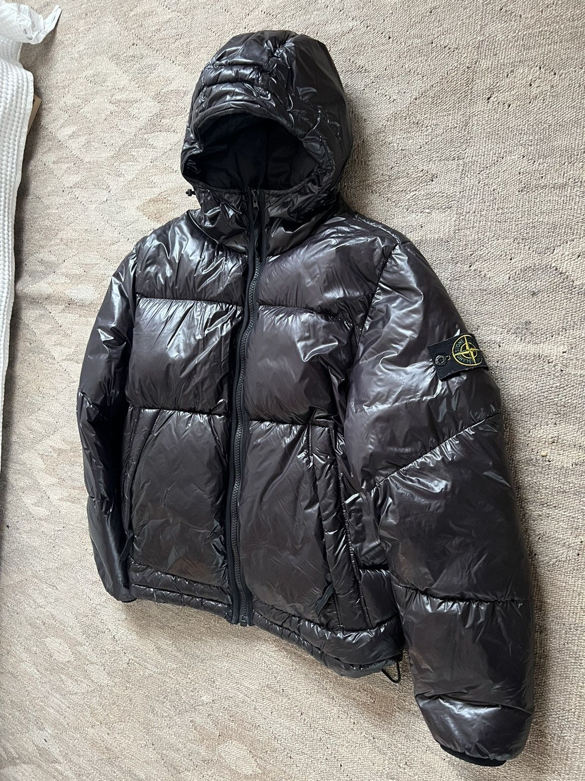 image of Stone Island Pertex Quantum Y Down Puffer in Black/Green, Men's (Size XL)