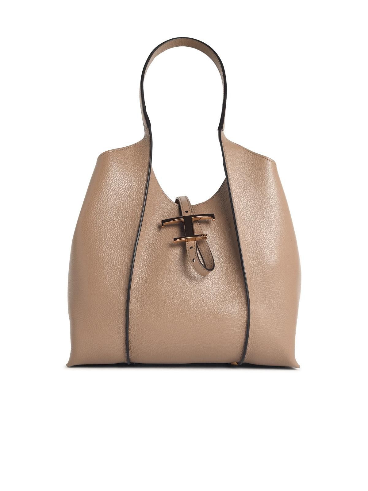 Tod's TOD'S Small Beige Leather 'T Timeless' Shopping Bag Size ONE SIZE - 1 Thumbnail