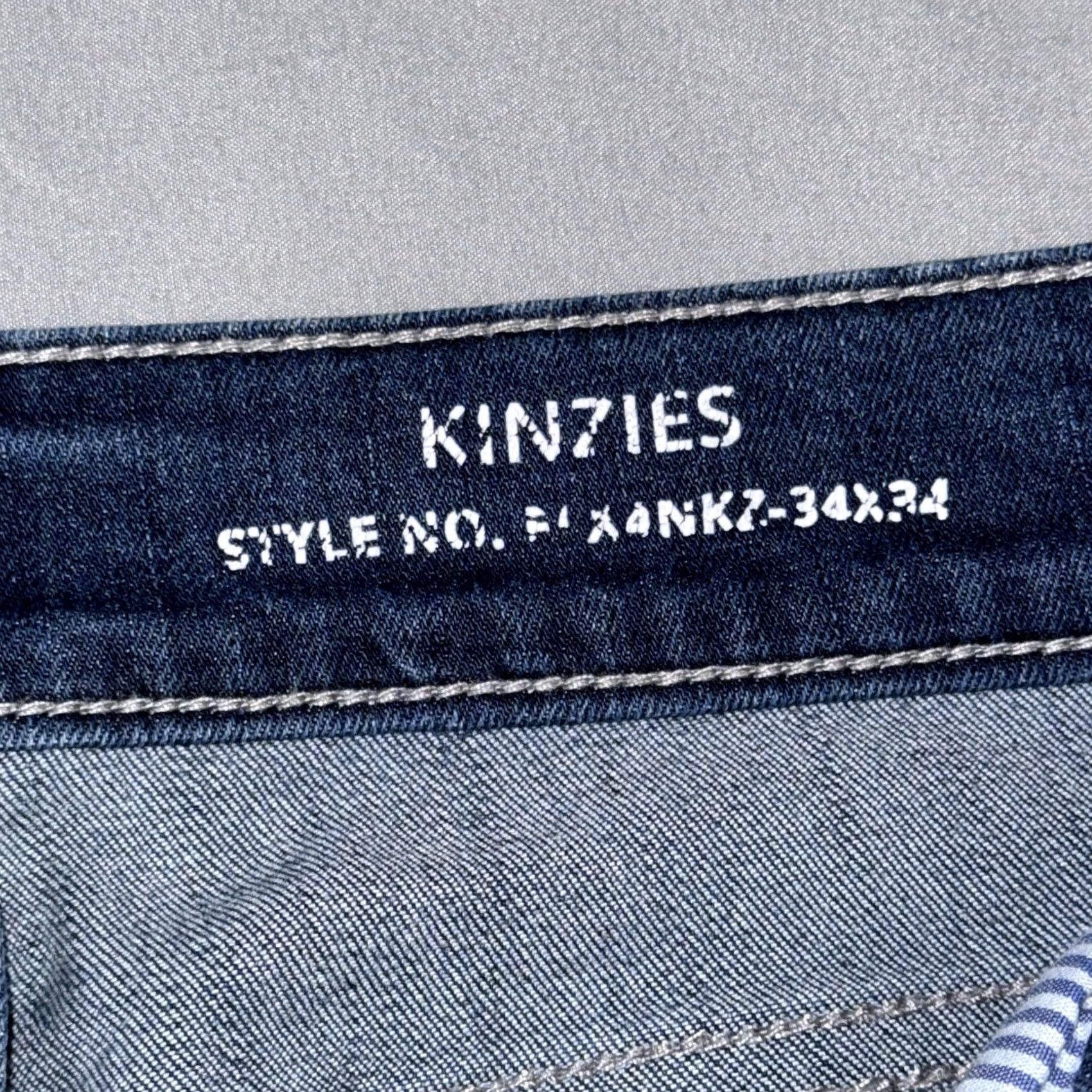 Denime Mens Mugsy Kinzies Jeans 34x34 Blue Medium Wash Slim Straight Stretch Denim Size US 34 / EU 50 - 4 Thumbnail