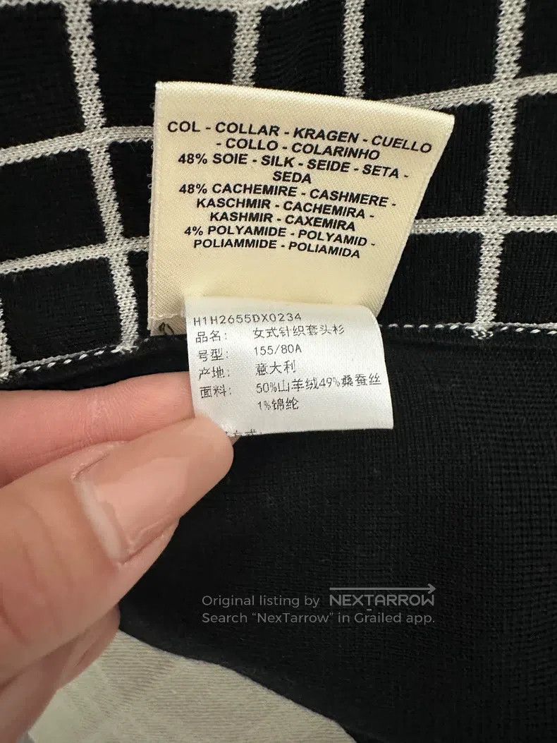 Hermes Hermes Black and White Checkered High-Neck Knit Top Size XXS / US 00 / IT 34 - 9 Thumbnail
