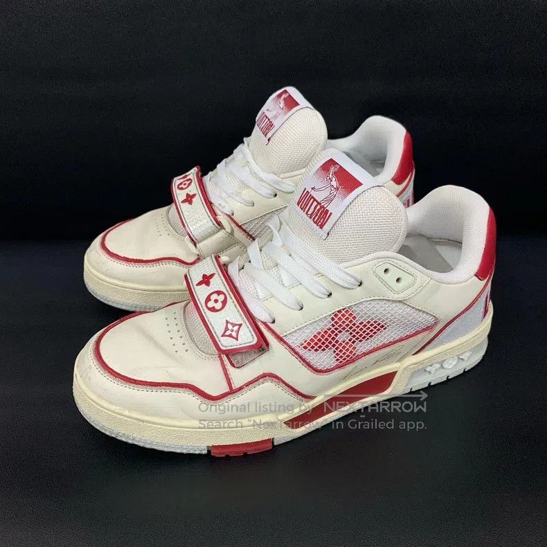 Louis Vuitton Louis Vuitton Trainer White and Red Velcro Low Top Board S Size US 6.5 / EU 39-40 - 1 Thumbnail