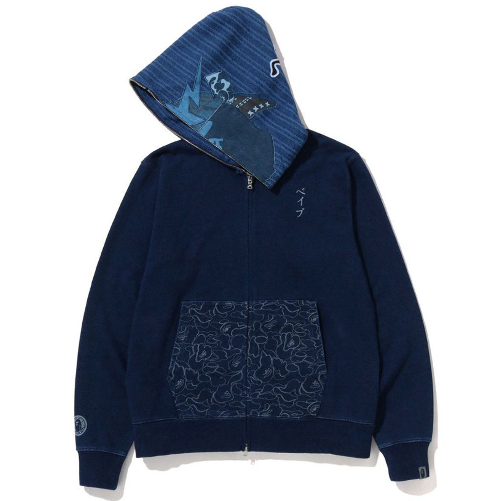 Bape Bape Samurai Shark Indigo Full-Zip Hoodie Size Large Size US L / EU 52-54 / 3 - 3 Thumbnail