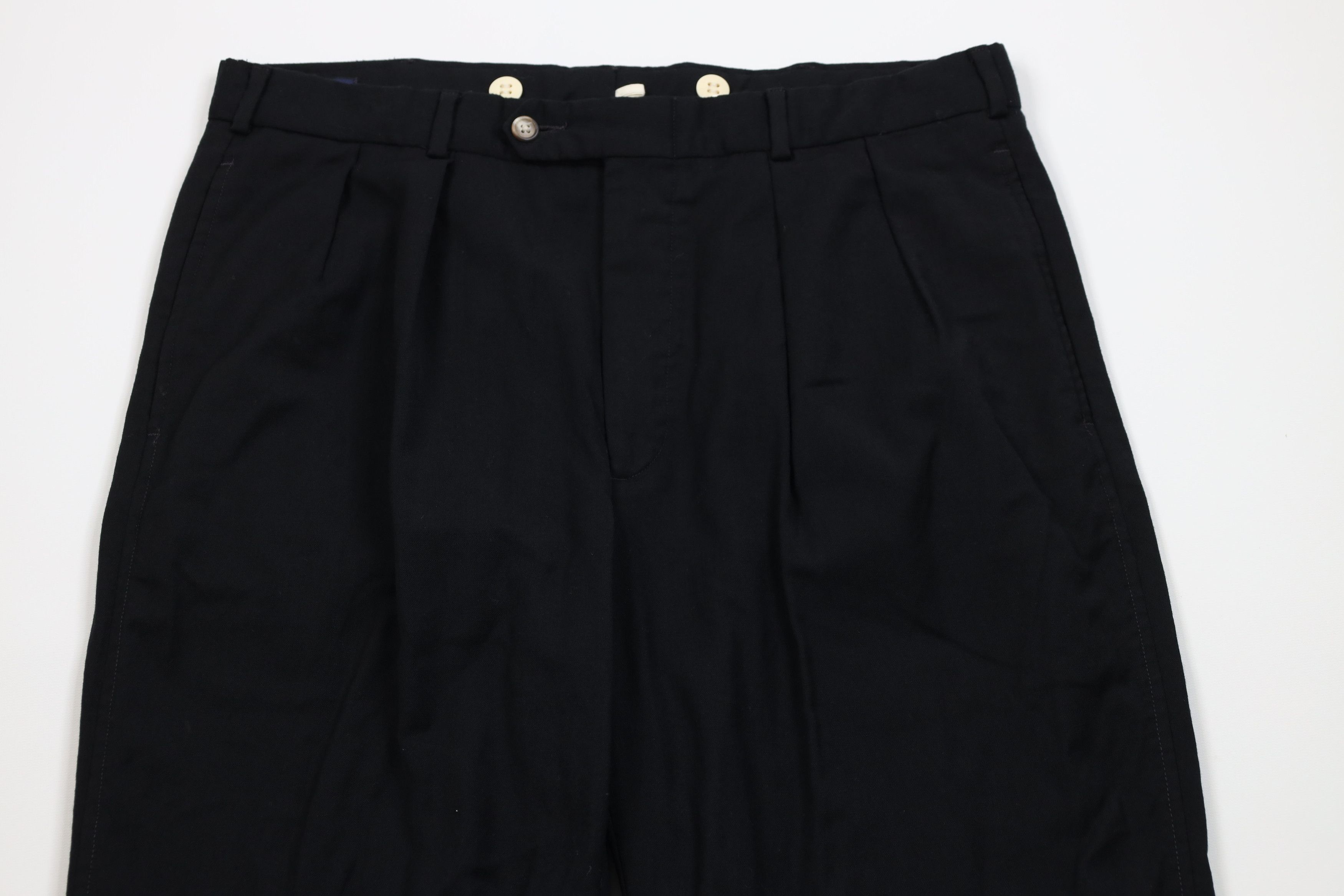 Lands' End Vintage 90s Lands End Wide Leg Chino Pants Wool Black USA Size US 34 / EU 50 - 2 Thumbnail