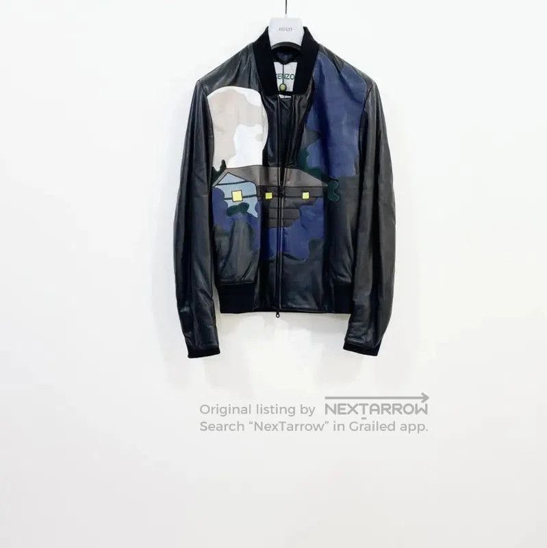 Kenzo Kenzo Men's Long Sleeve Navy Leather Jacket . Size US M / EU 48-50 / 2 - 1 Thumbnail