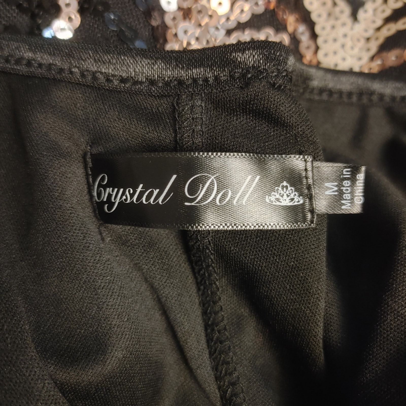 Other Crystal Doll Women's M Sequin Black/Gold/Brown Midi Dress Size M / US 6-8 / IT 42-44 - 3 Thumbnail