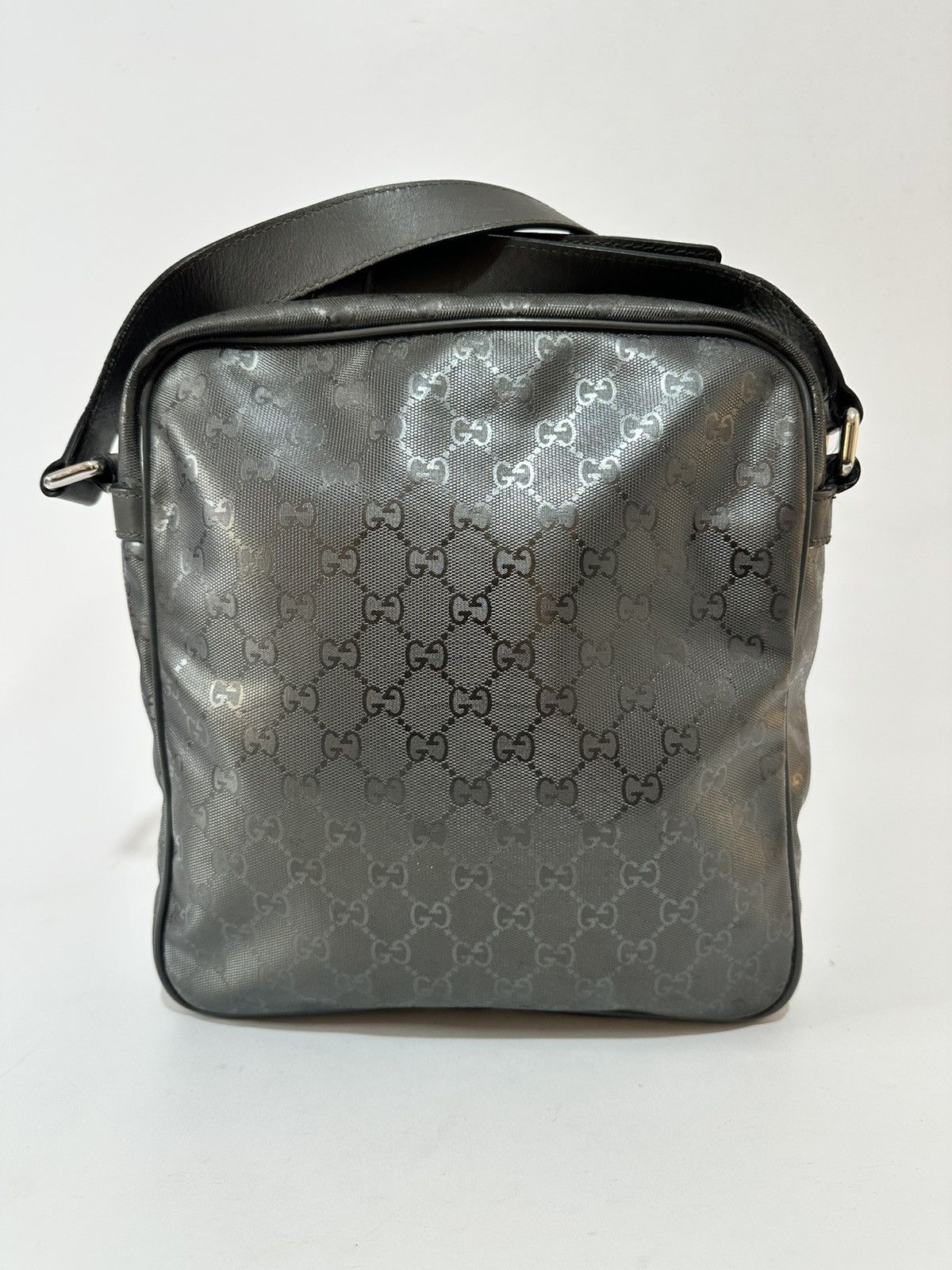 Gucci Gucci Silver Metallic GG Imprime Coated Canvas Messenger Bag Size ONE SIZE - 4 Thumbnail