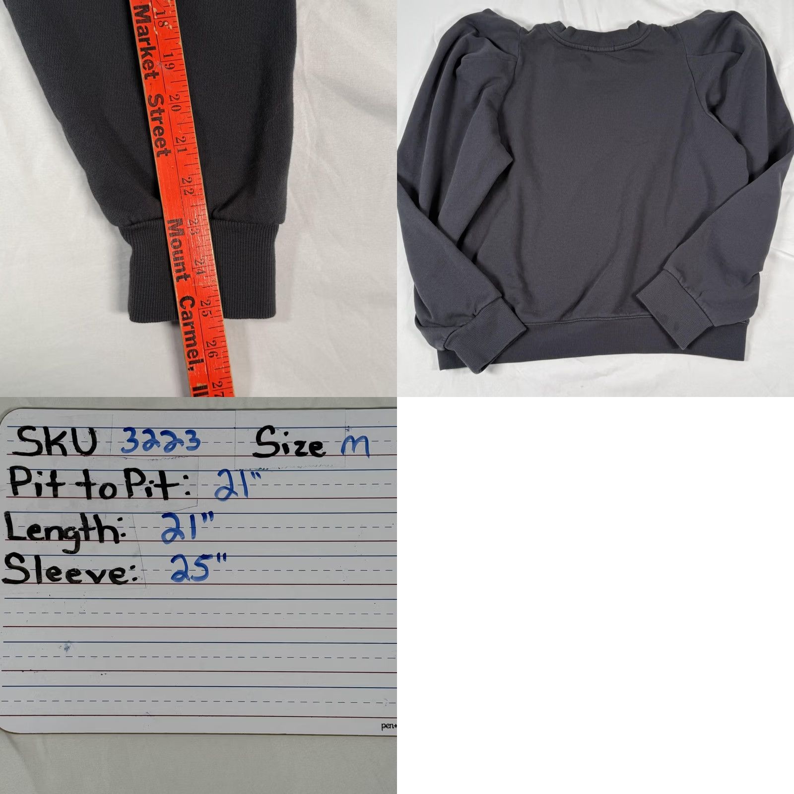 Z Supply Z SUPPLY Sweatshirt Crewneck Puff Sleeve Women Medium Gray Pullover Casual Knit Fleece Cotton Size M / US 6-8 / IT 42-44 - 8 Thumbnail