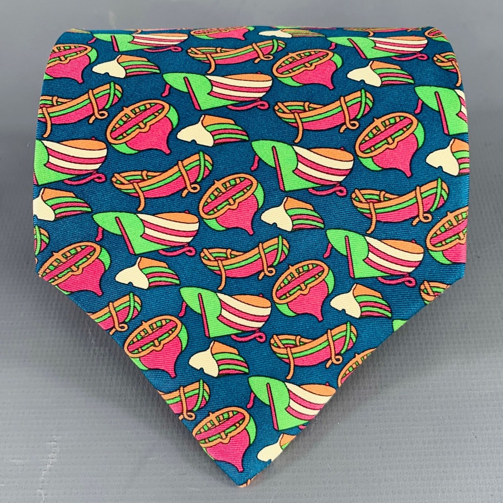 Dior CHRISTIAN DIOR Blue Multi Color Abstract Silk Tie Size ONE SIZE - 1 Thumbnail
