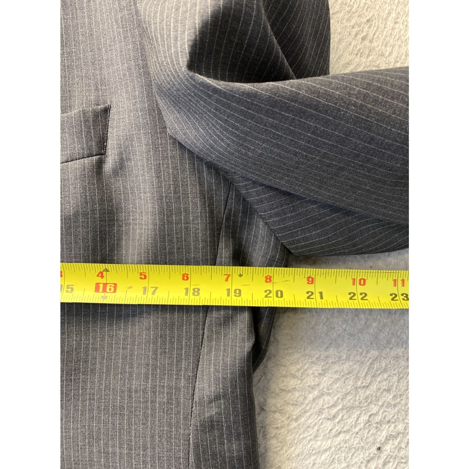 Hugo Boss HUGO BOSS Gray Striped Slim Fit Blazer Jacket 42L Regular Tuxedo Sports Coat Mens Size 42L - 3 Thumbnail