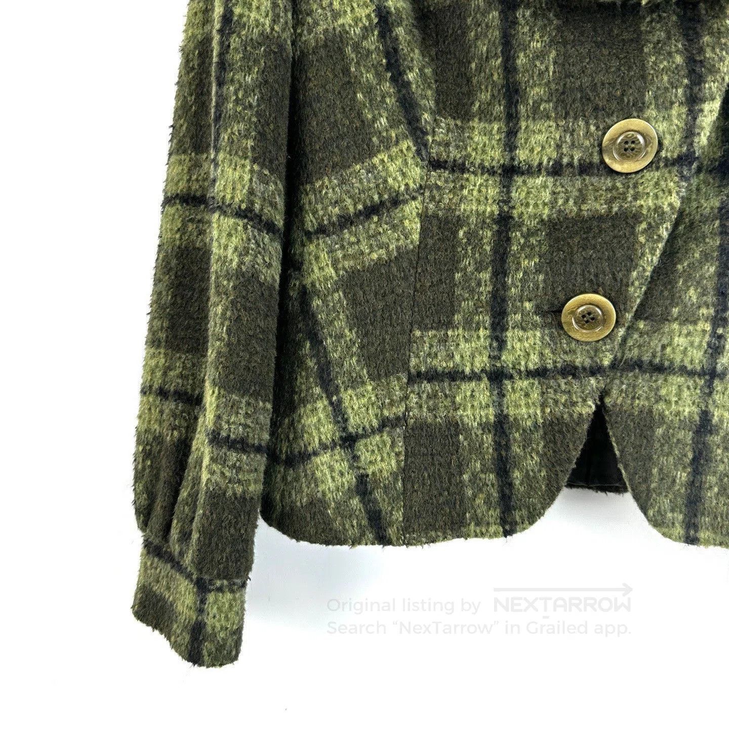 Max Mara MaxMara Green Plaid Wool Short Coat. Size S / US 4 / IT 40 - 5 Thumbnail