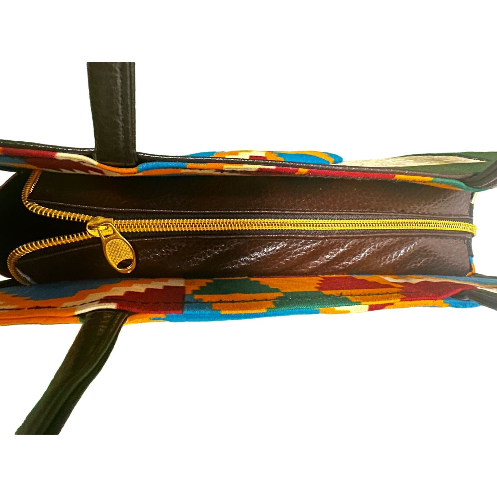 Handmade Woven straw Kente cloth medium handbag with woman silhouette Size ONE SIZE - 3 Thumbnail
