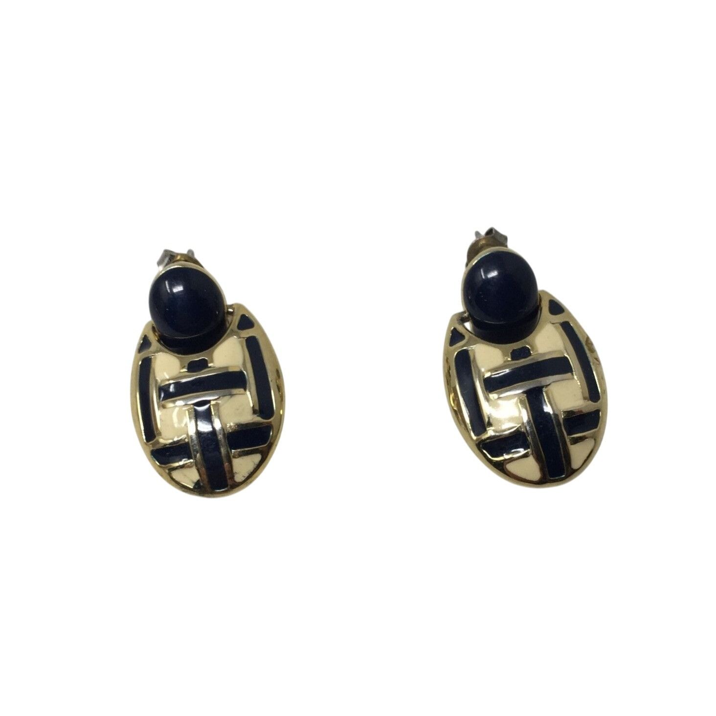 Other Women's Round Gold tone Dangle Earrings with Navy blue and W Size ONE SIZE - 16 Thumbnail