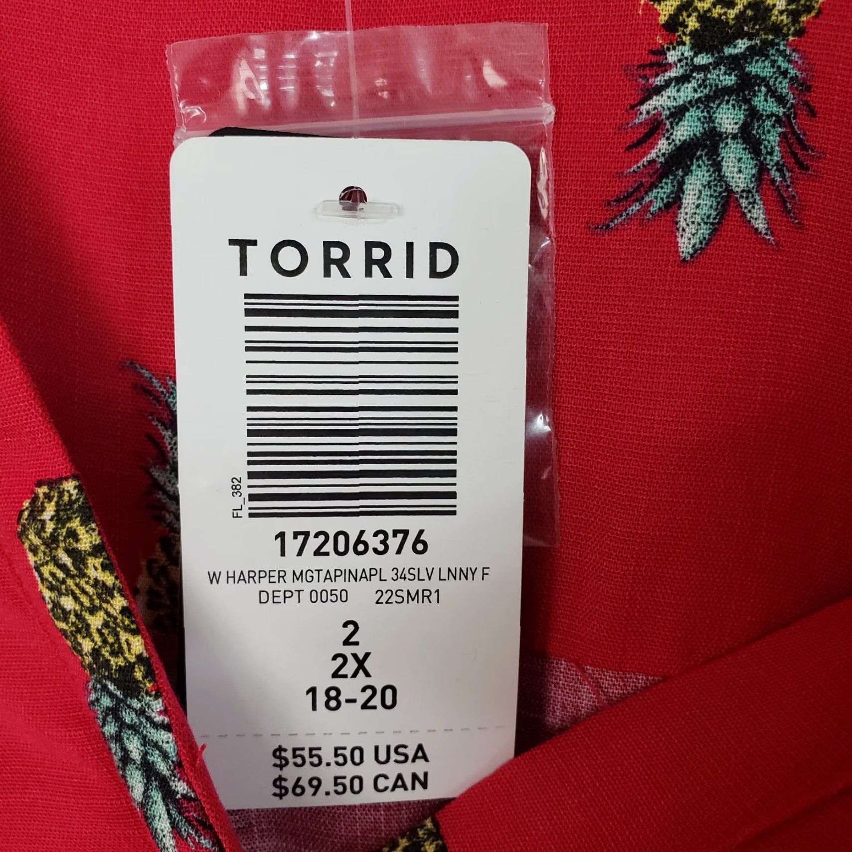 Torrid Torrid Harper Popover Top Blouse Women Pink 3/4 Sleeve Size 2X Plus Pantone Pineapples Night? Size XXL / US 16-18 / IT 52-54 - 5 Thumbnail