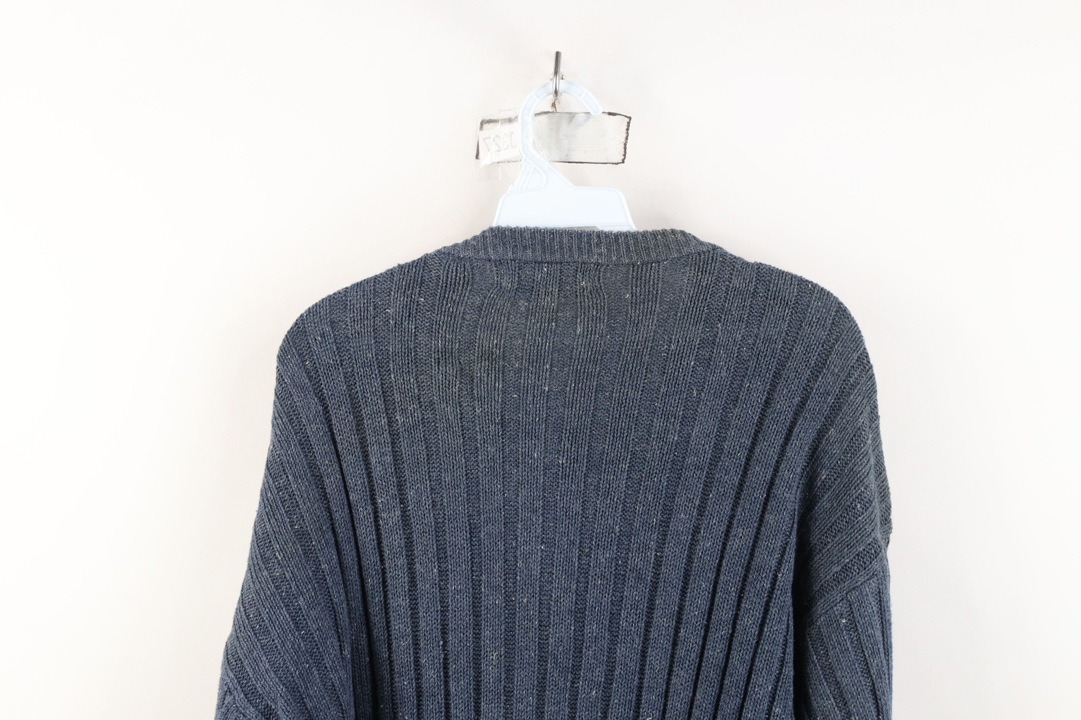 Vintage Vintage 90s Streetwear Ribbed Knit Henley Sweater Blue Size US M / EU 48-50 / 2 - 11 Thumbnail