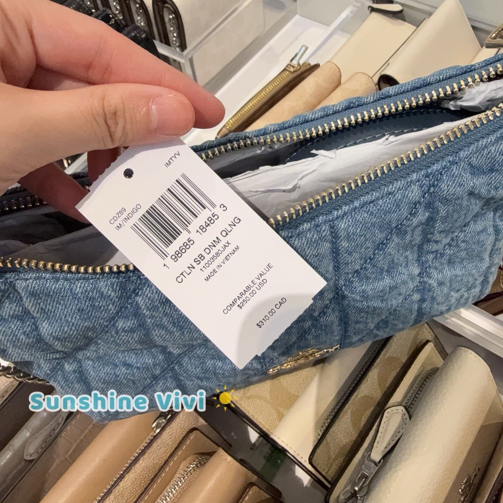 Coach NWT Coach Caitlin Shoulder Bag Quilting CDZ89 Gold/Indigo Size ONE SIZE - 4 Thumbnail