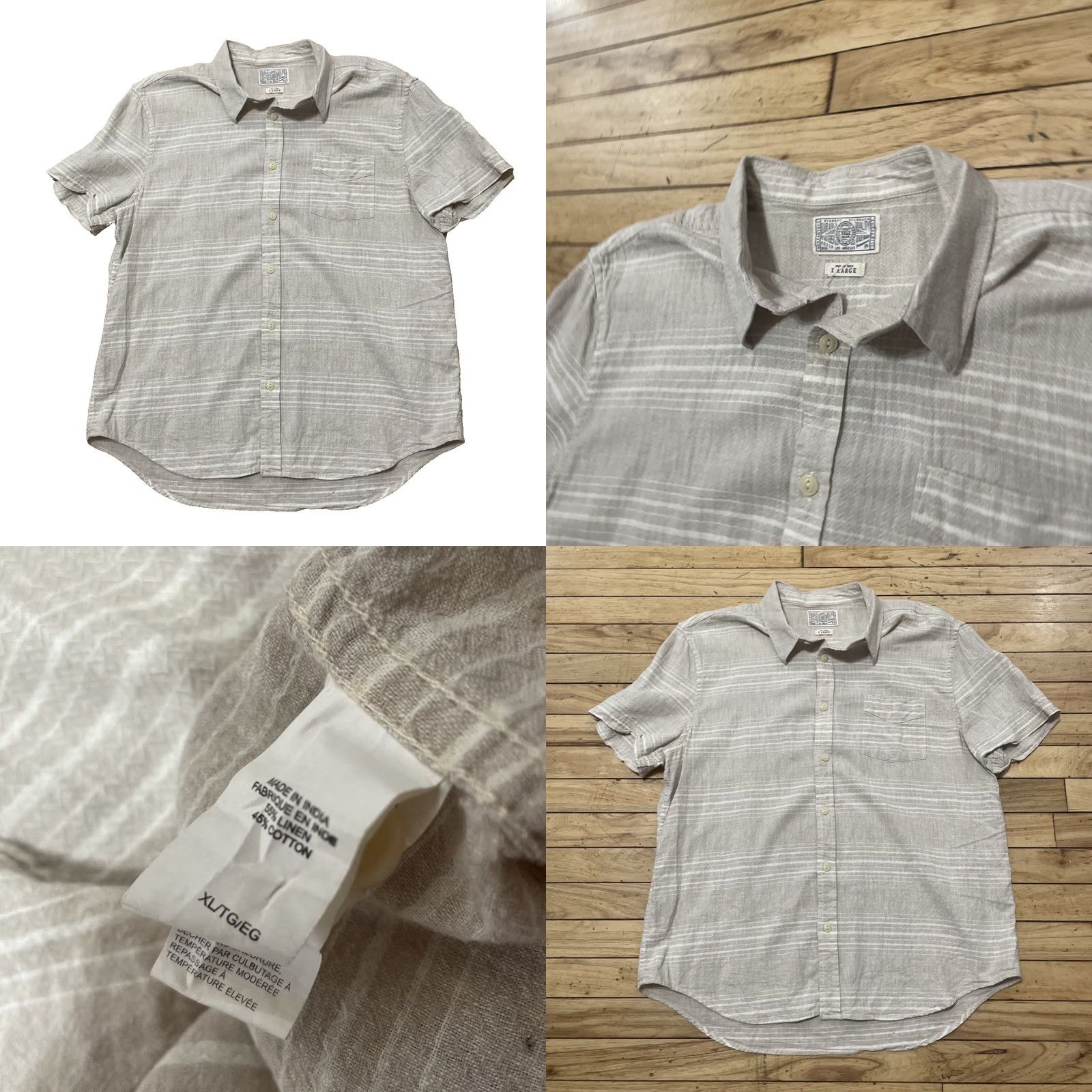 Lucky Brand LUCKY BRAND Linen Shirt Men XL Tan Beige Stripe Western Button-Up Shirt Size US XL / EU 56 / 4 - 9 Thumbnail