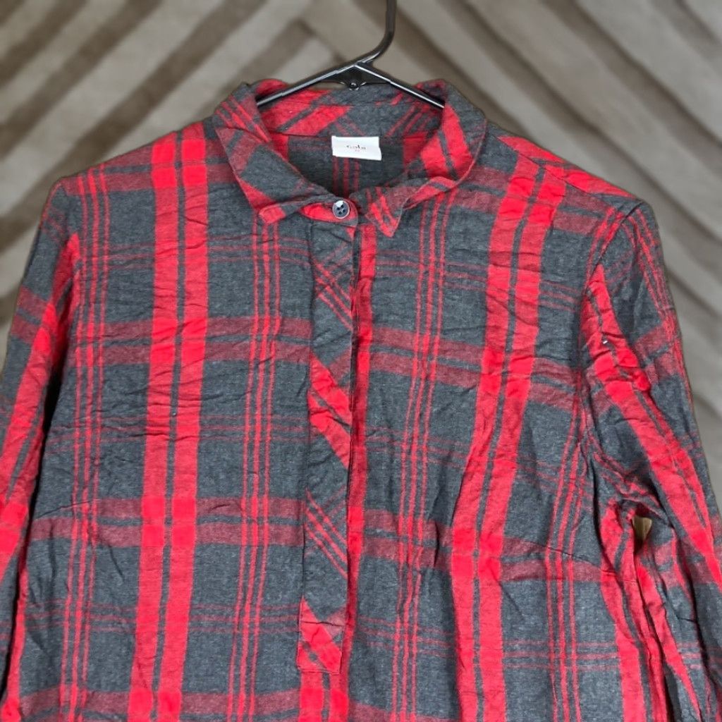 Vintage CAbi Shirt Red Gray Plaid Collared 1/2 Button Down Long Sleeve Medium Women’s Shirt Size M / US 6-8 / IT 42-44 - 1 Thumbnail