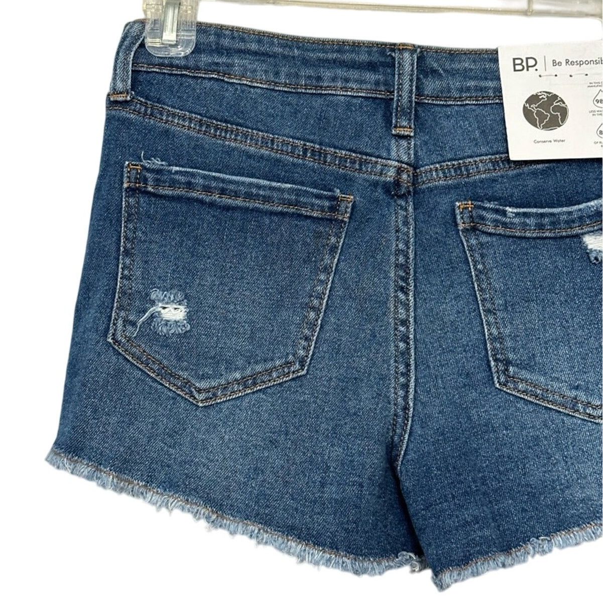 BP. BP Cut-Off Shorts Blue Distressed Frayed Dark Wash 25 New Size 25" / US 0 / IT 36 - 5 Thumbnail