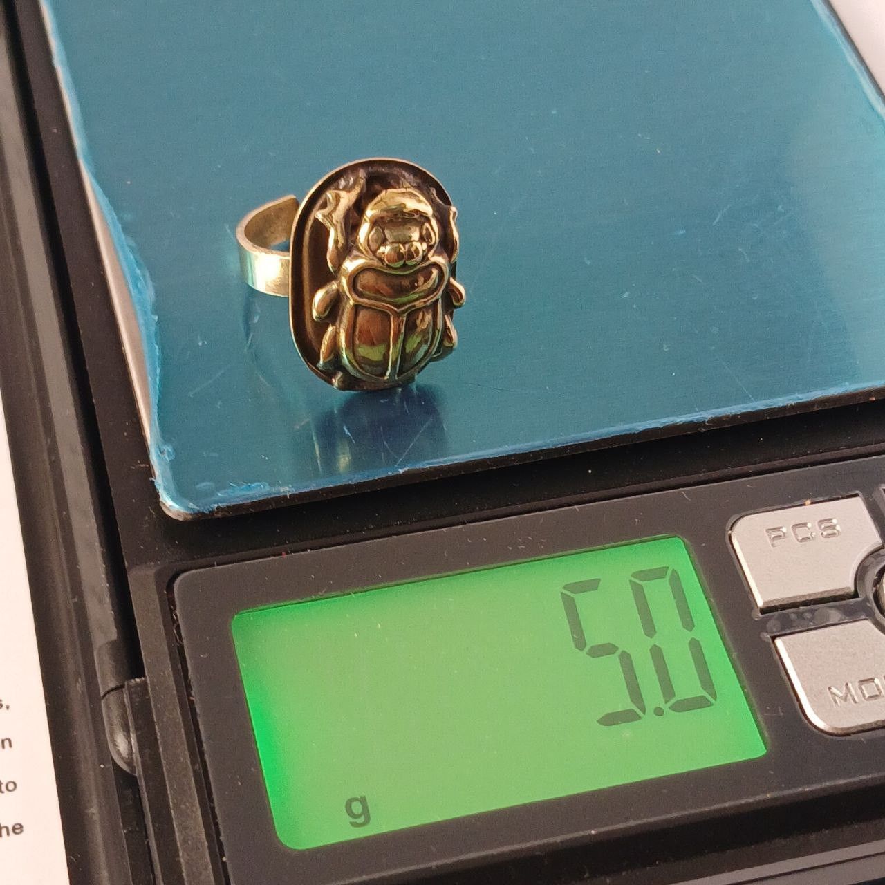Handmade Vintage Egyptian Brass Scarab Ring – Handmade Adjustable Size ONE SIZE - 6 Thumbnail