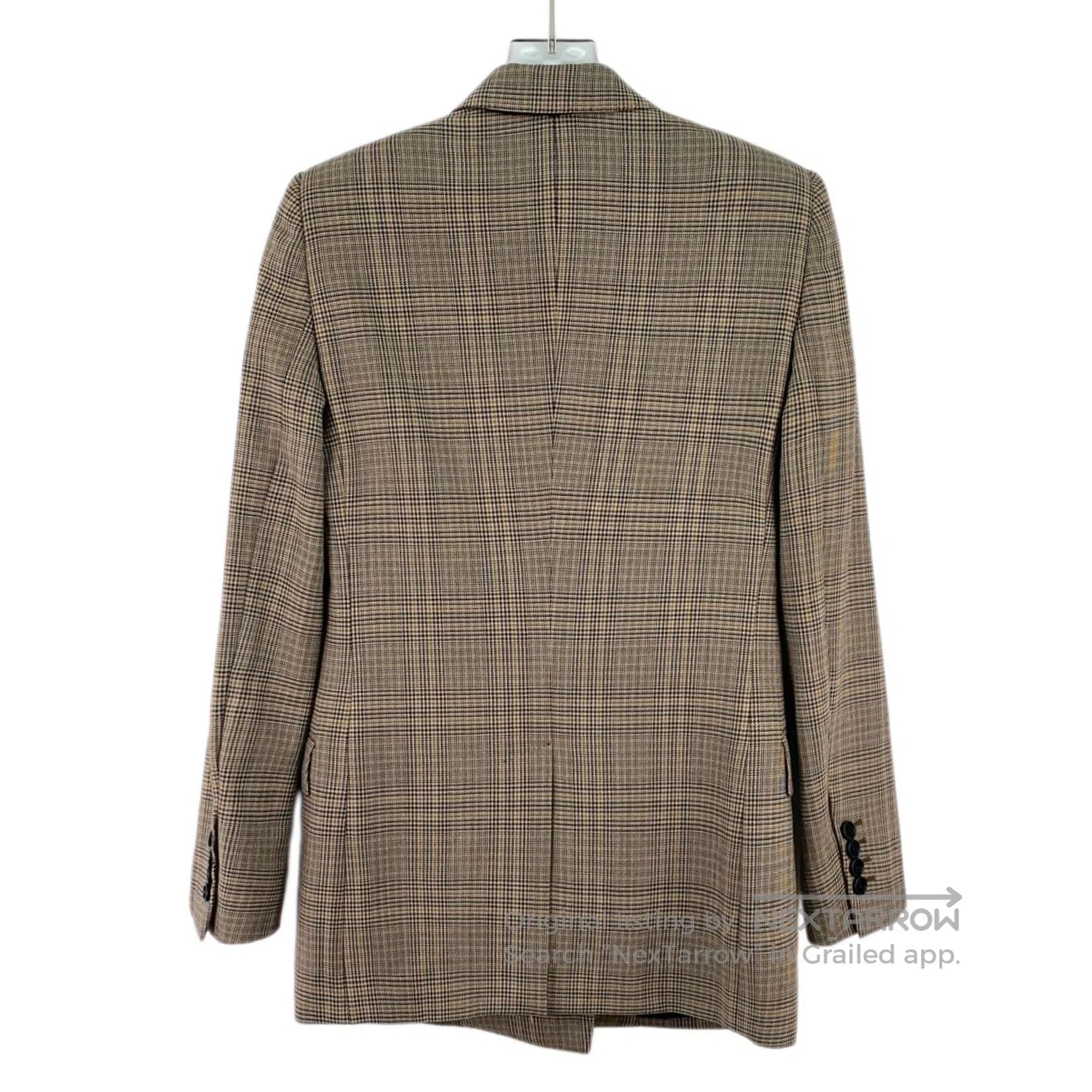 Celine CELINE Brown Plaid Wool Notched Collar Double-breasted Lon Size XXS / US 00 / IT 34 - 2 Thumbnail